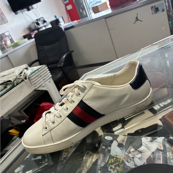 GUCCI Ace Embroidered Sherry Line LOVED Sneakers 505328 Women’s Pre Owned SZ 38 - Picture 11 of 13